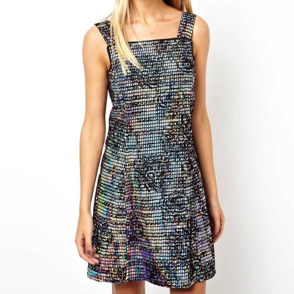 Iridescent holographic ASOS dress